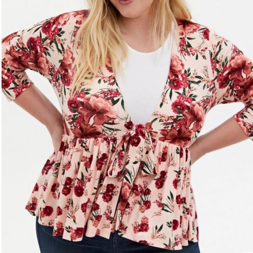 TORRID | Floral Knit Baby Doll Cardigan Top